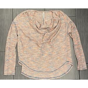 Free People Waffle ThermalLong Sleeve Off Shoulder in Retro Combo Women's Medium